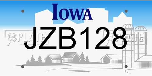 JZB128 Iowa License Plate