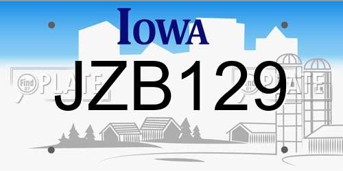 JZB129 Iowa License Plate