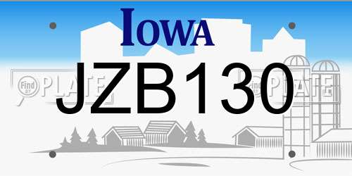 JZB130 Iowa License Plate