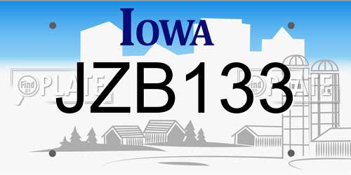 JZB133 Iowa License Plate