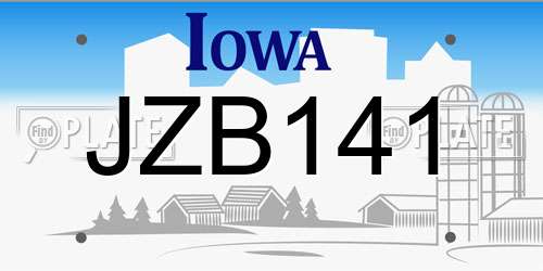JZB141 Iowa License Plate