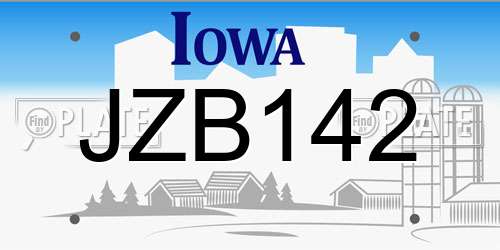 JZB142 Iowa License Plate