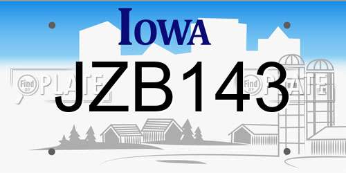 JZB143 Iowa License Plate