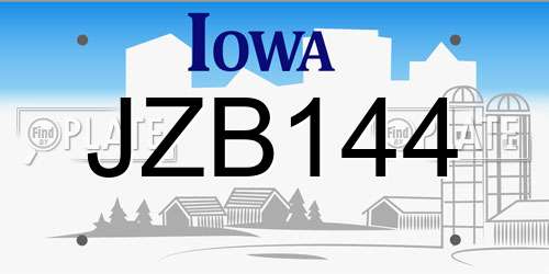 JZB144 Iowa License Plate