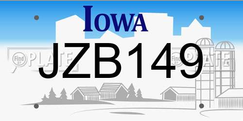 JZB149 Iowa License Plate