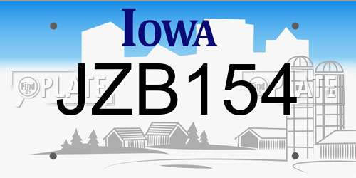 JZB154 Iowa License Plate
