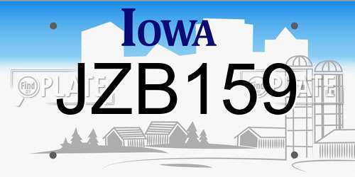 JZB159 Iowa License Plate