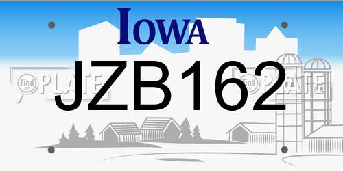 JZB162 Iowa License Plate