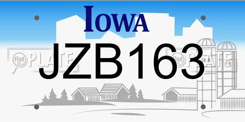 JZB163 Iowa License Plate