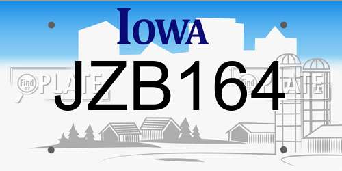 JZB164 Iowa License Plate