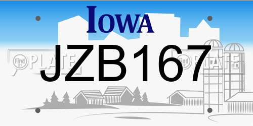 JZB167 Iowa License Plate