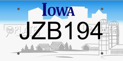 JZB194 Iowa License Plate