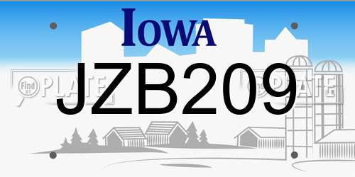 JZB209 Iowa License Plate