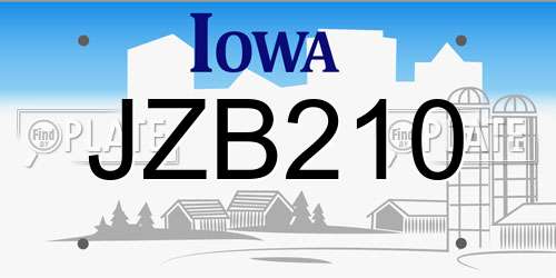 JZB210 Iowa License Plate