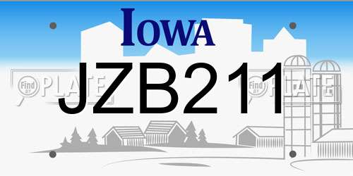 JZB211 Iowa License Plate