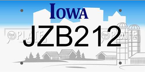JZB212 Iowa License Plate