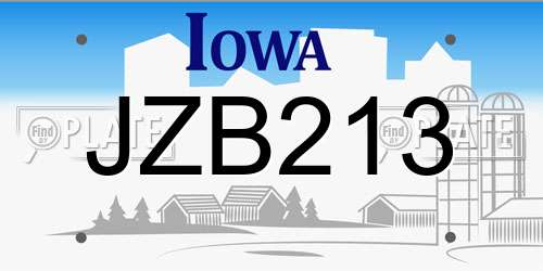 JZB213 Iowa License Plate