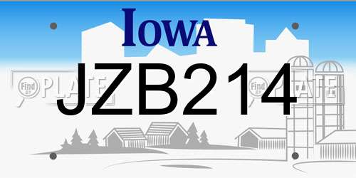JZB214 Iowa License Plate