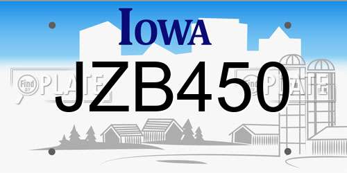 JZB450 Iowa License Plate