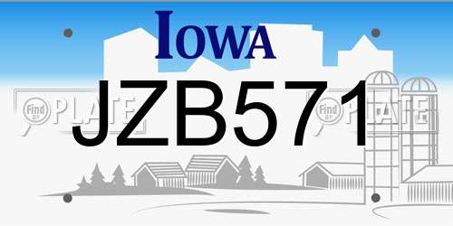 JZB571 Iowa License Plate