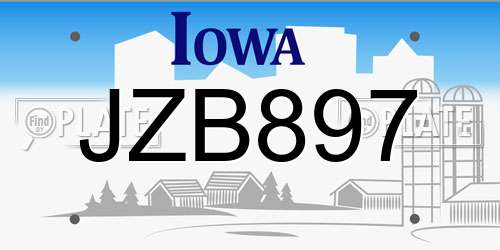 JZB897 Iowa License Plate
