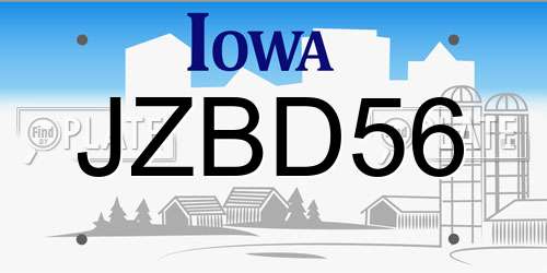 JZBD56 Iowa License Plate