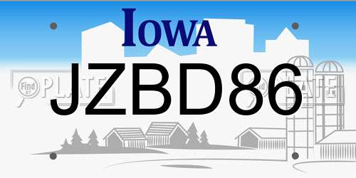 JZBD86 Iowa License Plate