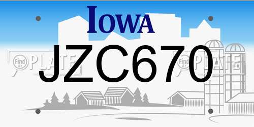 JZC670 Iowa License Plate