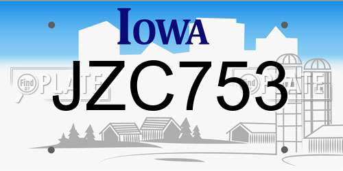 JZC753 Iowa License Plate