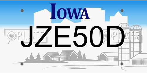 JZE50D Iowa License Plate