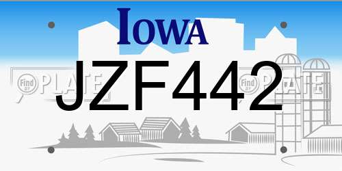 JZF442 Iowa License Plate