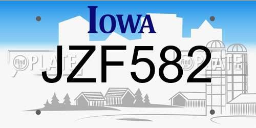 JZF582 Iowa License Plate
