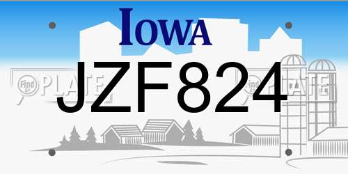 JZF824 Iowa License Plate