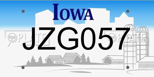 JZG057 Iowa License Plate