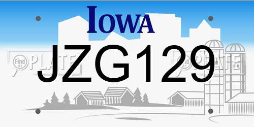 JZG129 Iowa License Plate