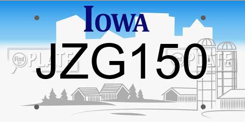 JZG150 Iowa License Plate