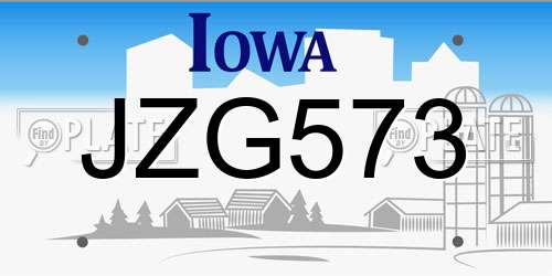 JZG573 Iowa License Plate