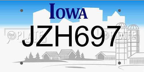 JZH697 Iowa License Plate