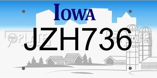 JZH736 Iowa License Plate