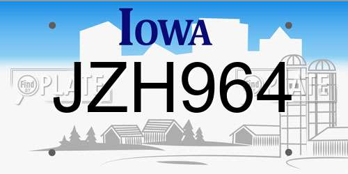 JZH964 Iowa License Plate