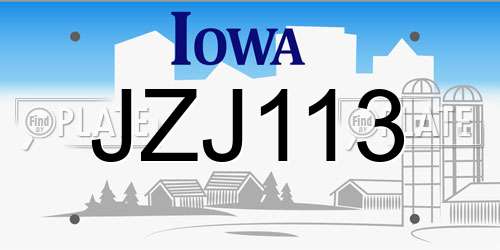 JZJ113 Iowa License Plate