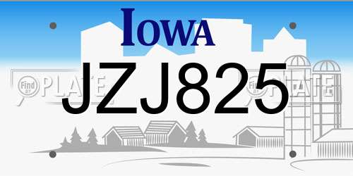 JZJ825 Iowa License Plate