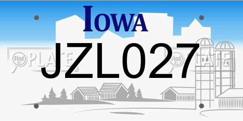 JZL027 Iowa License Plate