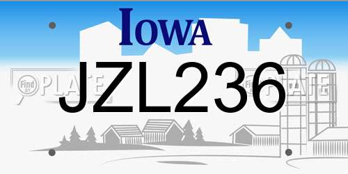 JZL236 Iowa License Plate