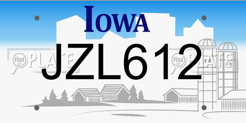 JZL612 Iowa License Plate