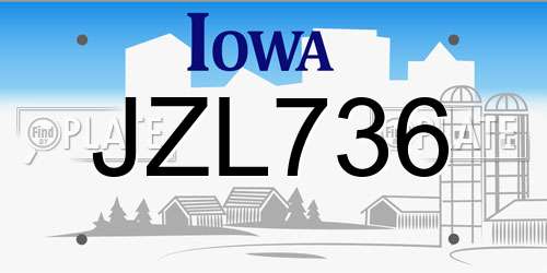 JZL736 Iowa License Plate