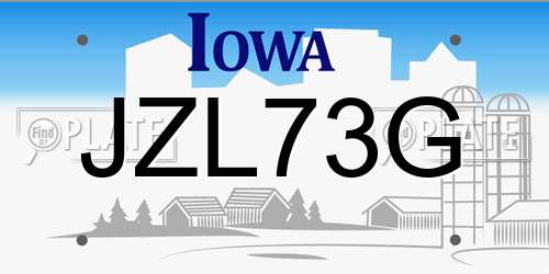 JZL73G Iowa License Plate