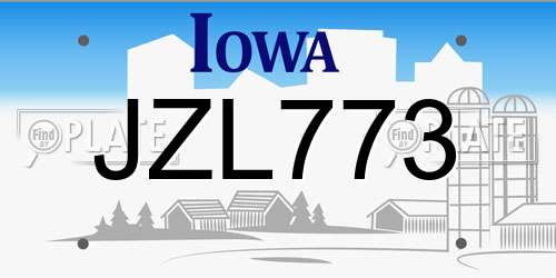 JZL773 Iowa License Plate