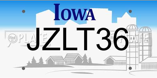 JZLT36 Iowa License Plate