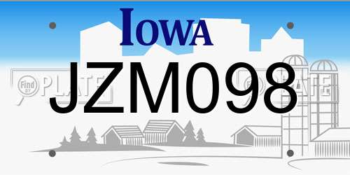 JZM098 Iowa License Plate